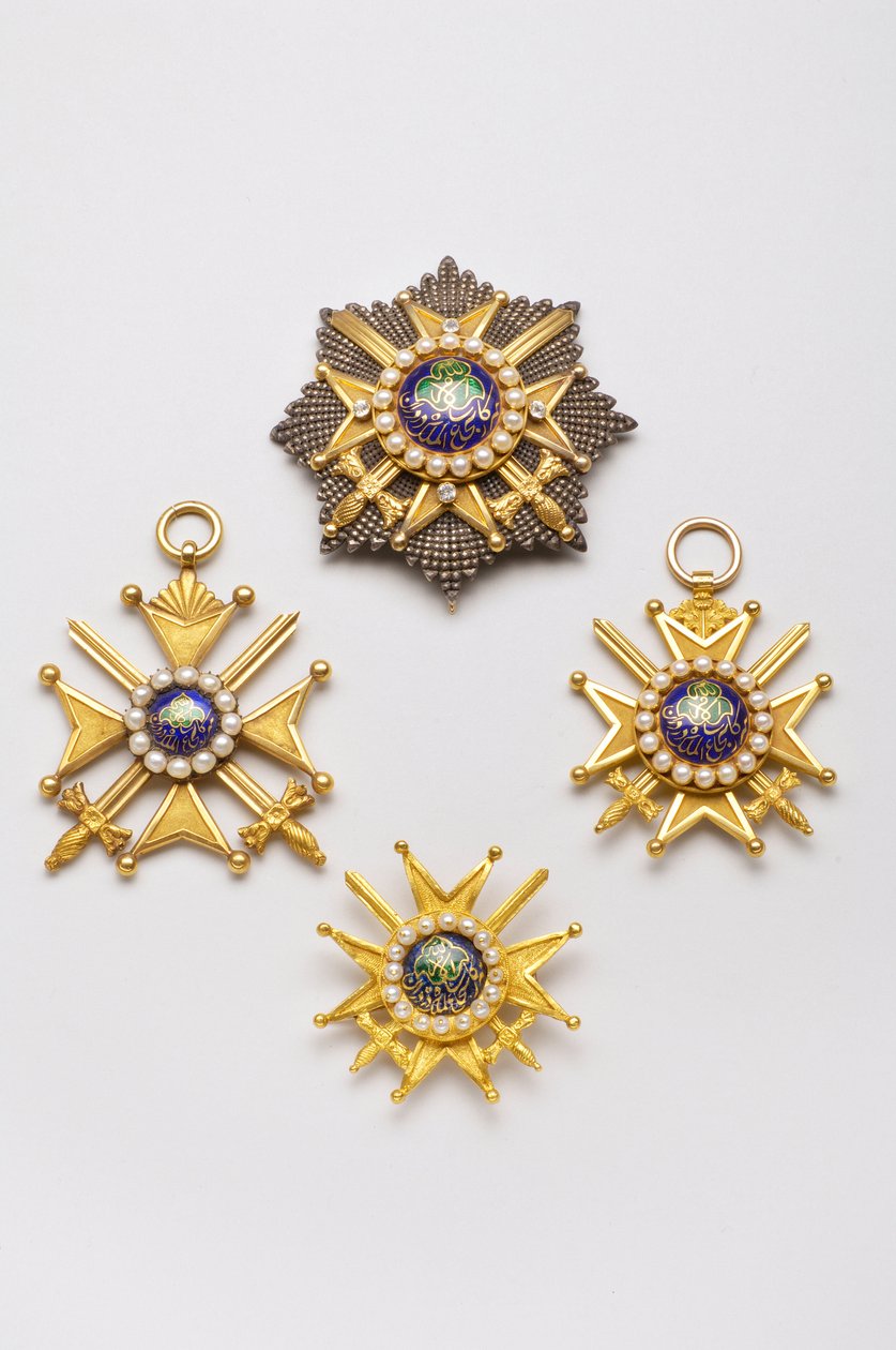 Afghanistan - Orde van het Durrani Rijk: 1e klasse plaquette, 2e derde van de 19e eeuw - 1e klasse insigne, 2e derde van de 19e eeuw - 1e klasse insigne, 2e derde van de 19e eeuw - 2e klasse borstinsigne, 2e derde van de 19e eeuw door Anonymous Anonymous