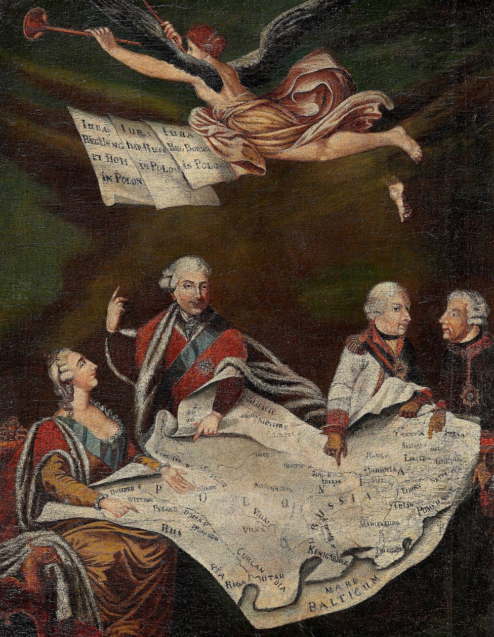 Allegorie van de verdeling van Polen tussen Catharina II van Rusland, Stanislaus II Augustus door Anonymous Anonymous