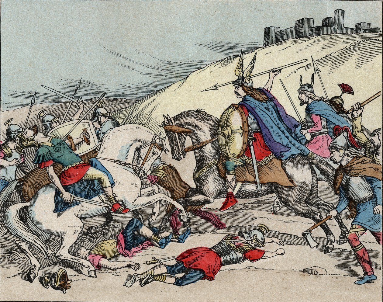 Slag bij Gergovia - Vercingetorix bij de Slag bij Gergovia (52 v.Chr.) tijdens de Gallische Oorlog door Anonymous Anonymous