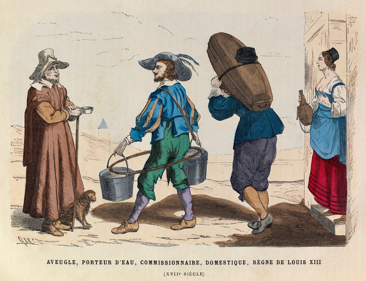 Blinde man, waterdrager, commissionair en huisbediende, regering van koning Lodewijk XIII van Frankrijk 17e eeuw - privécollectie door Anonymous Anonymous