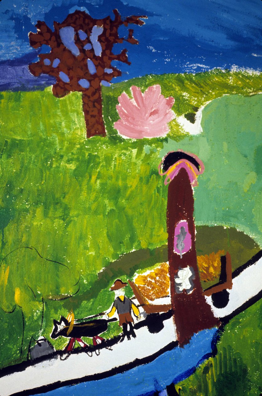 Bretonse boeren op het platteland. Tekening van kinderen van de school van de Croix Rousse in Saint Brieuc (Saint-Brieuc). door Anonymous Anonymous