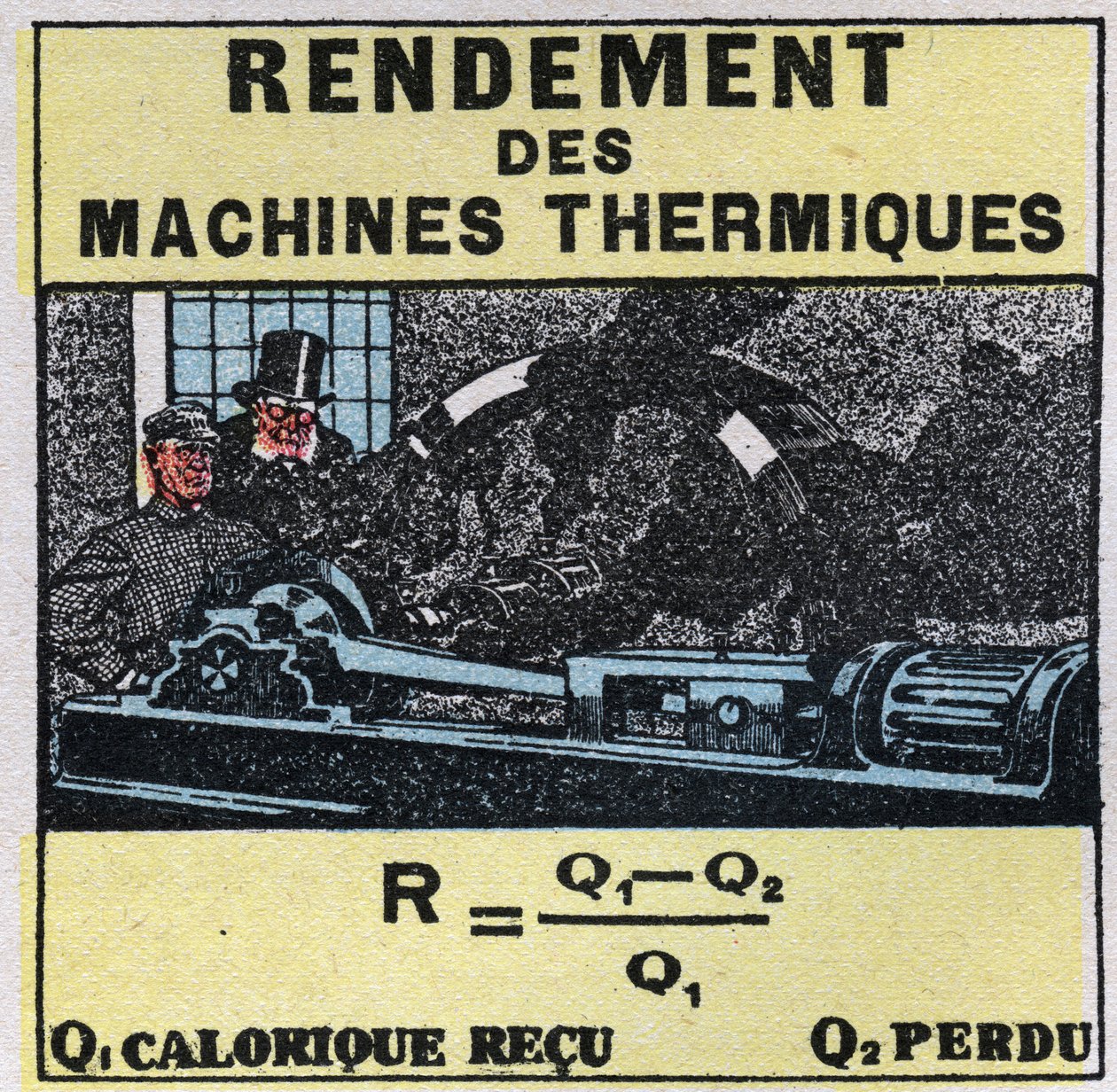 Calorimetrie: efficiëntie van thermische machines. Anonieme illustratie uit 1925. Privécollectie. door Anonymous Anonymous