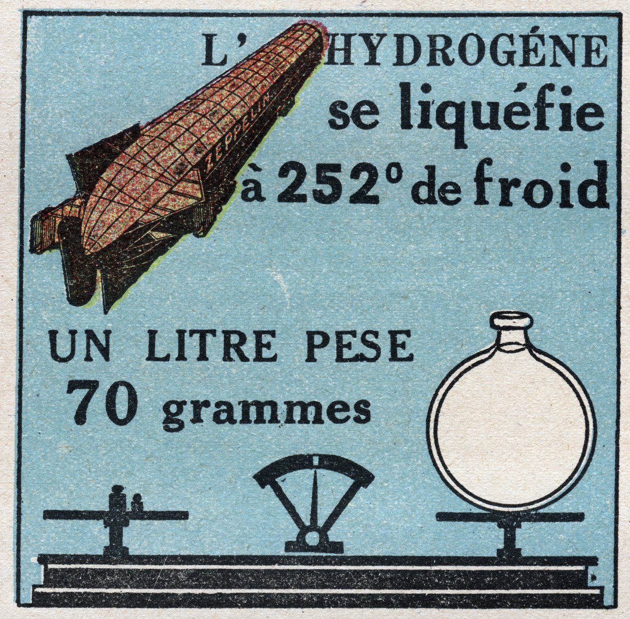 Veranderingen in toestanden: dampen. Waterstofvervloeiing heeft 252 graden kou. Anonieme illustratie uit 1925. Privécollectie door Anonymous Anonymous