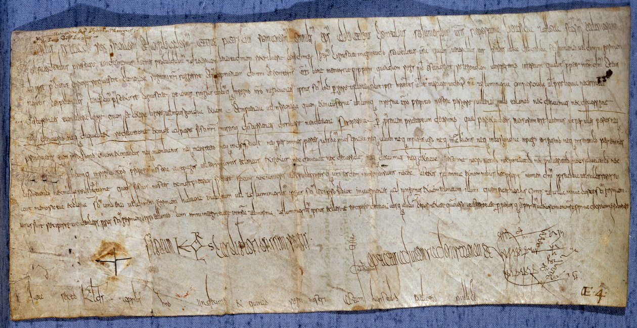 Handvest van koning Karel de Grote (742-814) die de abdij van Saint Denis vrijstelt van tolheffing tijdens de jaarmarkt. Eind 8e eeuw. Parijs, Nationaal Archief door Anonymous Anonymous
