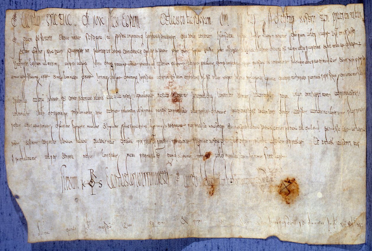 Handvest van koning Karel de Grote (742-814) die de abdij van Saint Germain des Pres vrijstelt van belasting op 27/03/779. Parijs, Nationaal Archief door Anonymous Anonymous