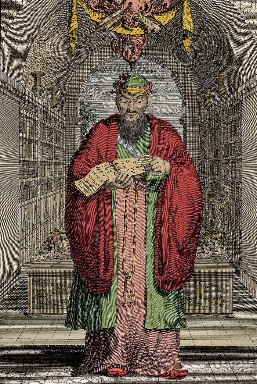 Confucius (551-479 v.Chr.) gravure - Confucius (of Kong Fu Zi of KongZi) (551-479 v.Chr.) door Anonymous Anonymous