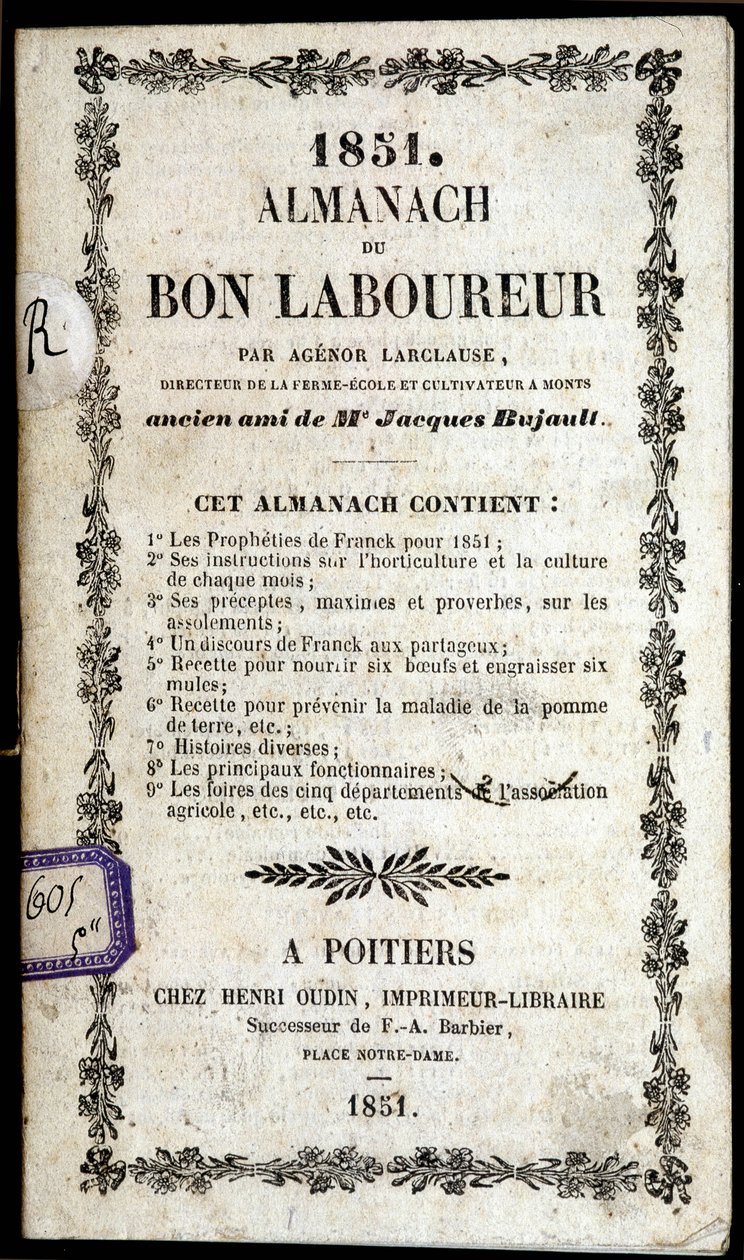 Omslag van de Almanach du Bon Ploureur, door Agenor Larclause, Poitiers door Anonymous Anonymous
