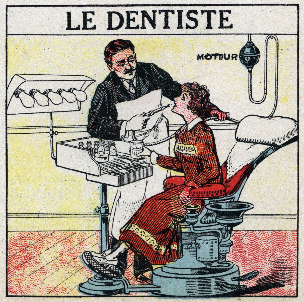 Elektrische gereedschappen: de tandarts. Anonieme illustratie uit 1925. Privécollectie. door Anonymous Anonymous