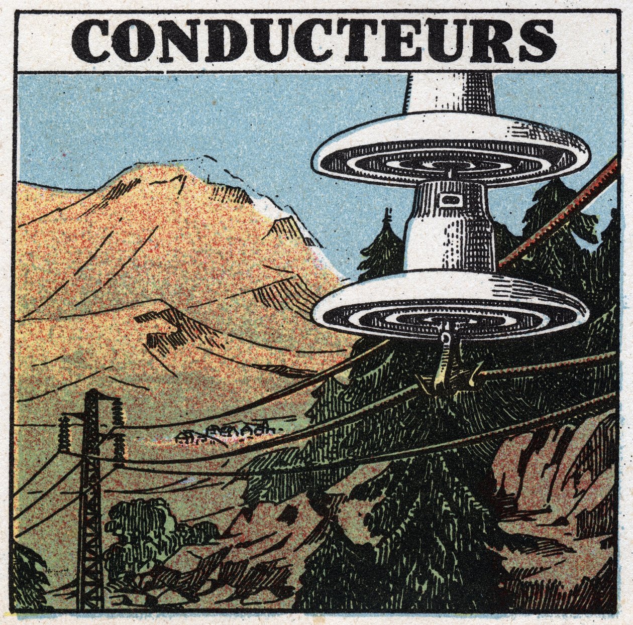 Elektrische verschijnselen: geleiders van elektriciteit. Anonieme illustratie uit 1925. Privécollectie. door Anonymous Anonymous