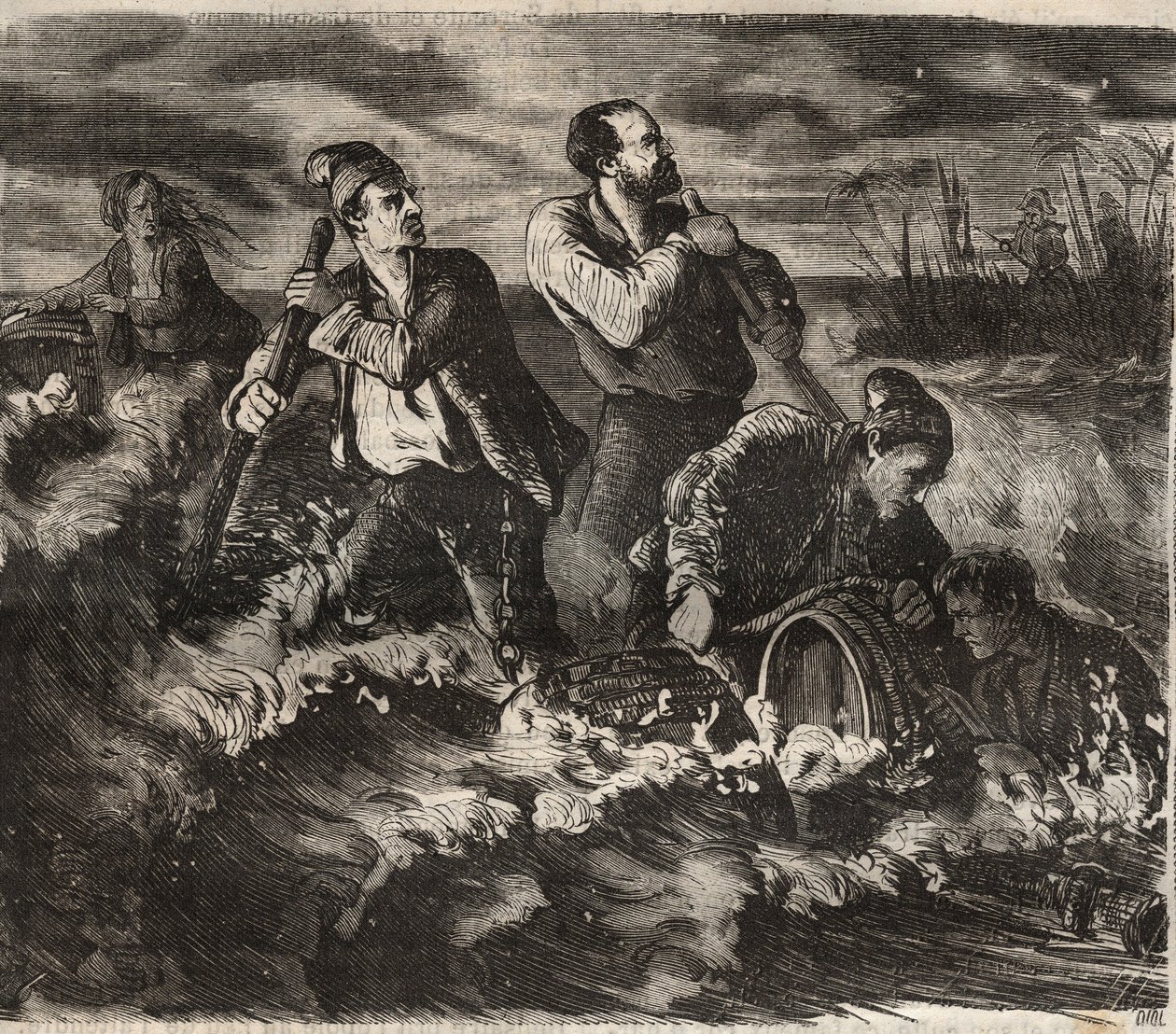 Ontsnapping uit de Bagne van Belle-Ile-en-Mer in de 19e eeuw. Gravure in Histoire des bagnes depuis leur création à nos jours (1877) door Pierre Zaccone. door Anonymous Anonymous