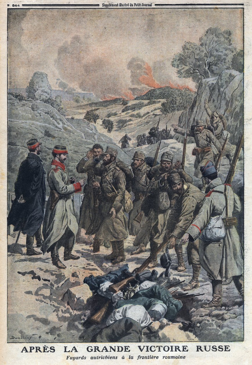 Eerste Wereldoorlog 1914-1918 (Oorlog 14-18). Na de grote overwinning van de Russen, gooiden de vluchtende Oostenrijkse troepen hun wapens bij de Roemeense grens. In 