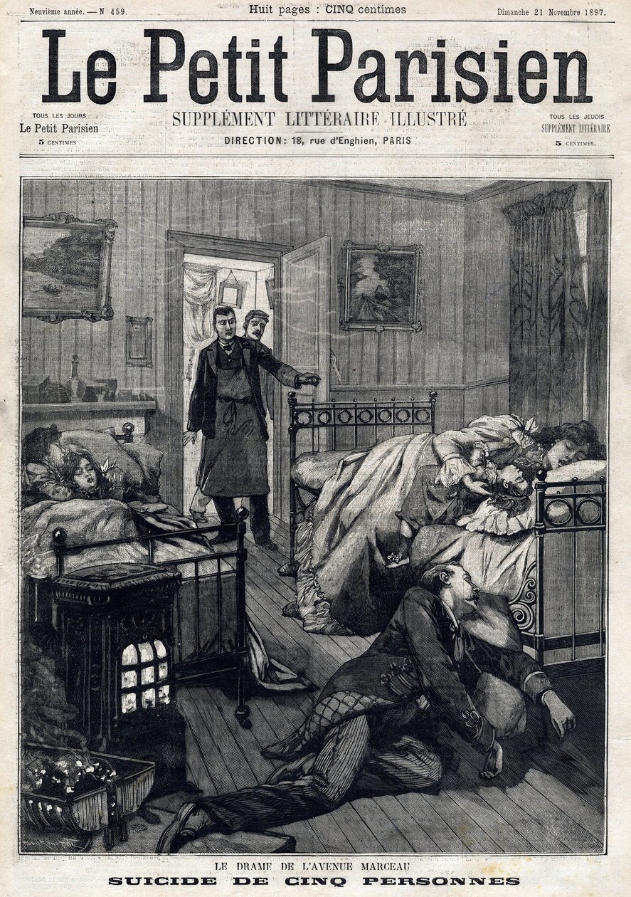 Vijf zelfmoorden in Avenue Marceau in Parijs. In 