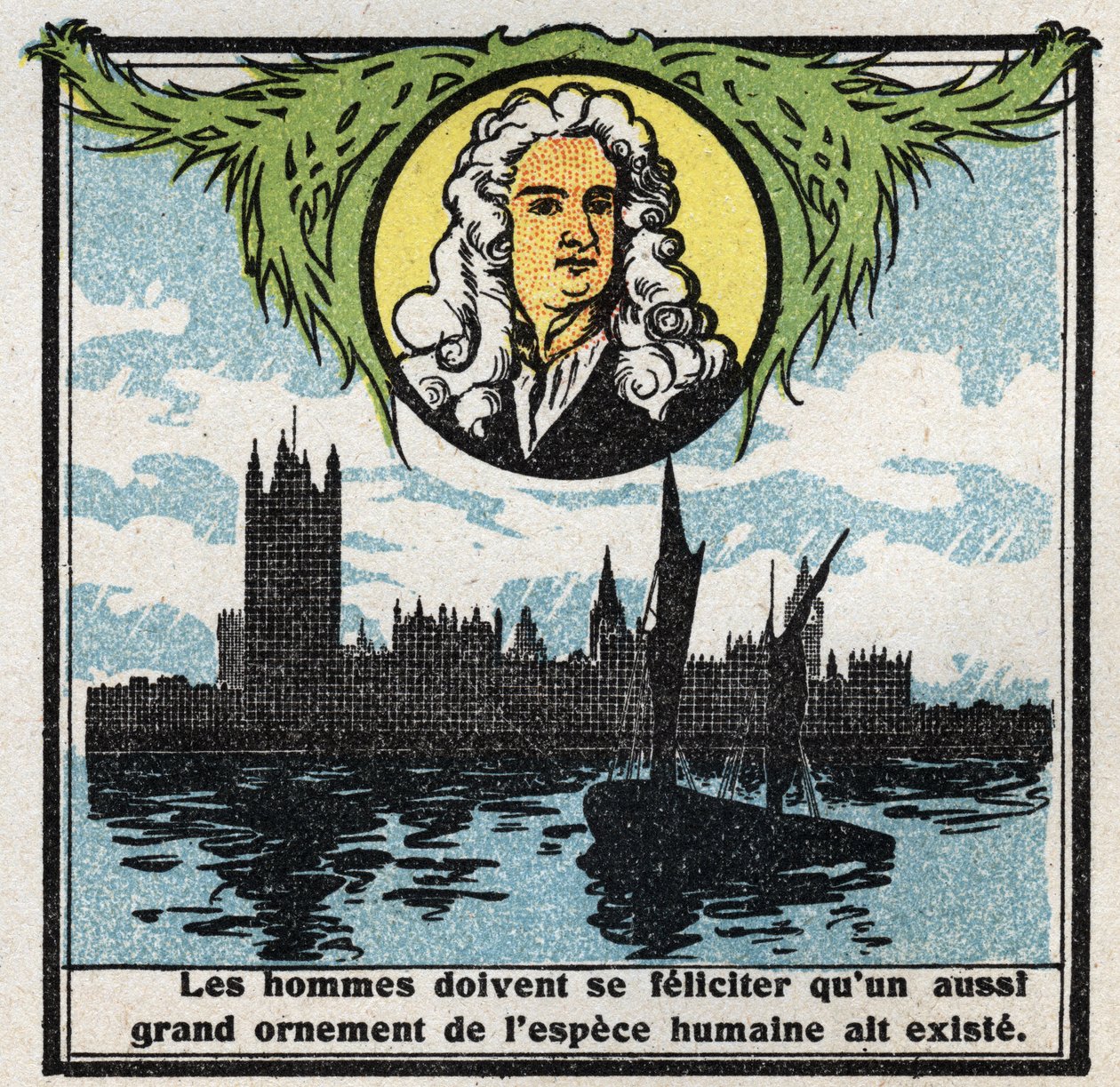Zwaartekracht: portret van Isaac Newton (1642-1727) die de wetten van de zwaartekracht ontdekte. door Anonymous Anonymous