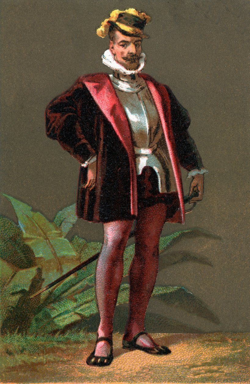 Hernando Cortes (1485-1547) Spaanse veroveraar van Mexico. Chromolithografie Privécollectie door Anonymous Anonymous