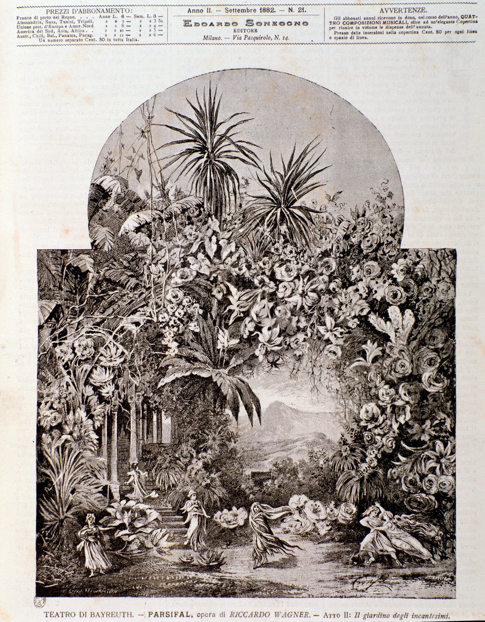 Illustratie voor de opera Parsifal door Wagner, opgevoerd in 1882 in het theater van Bayreuth door Anonymous Anonymous