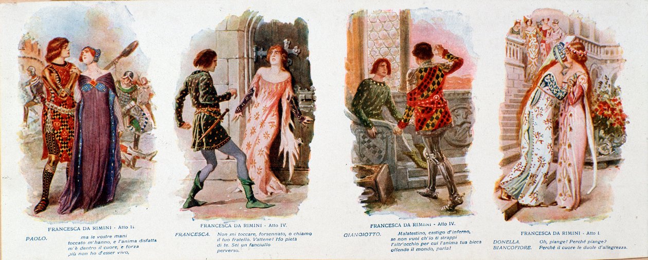 Illustraties voor Francesca da Rimini, opera van Zandonai door Anonymous Anonymous
