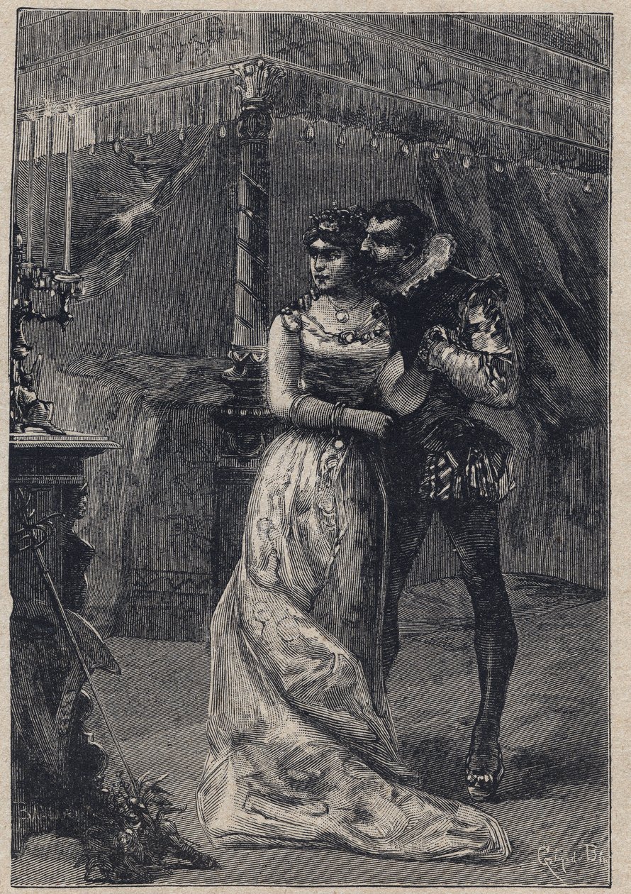 Lucrezia Borgia met haar eerste echtgenoot Giovanni Sforza d