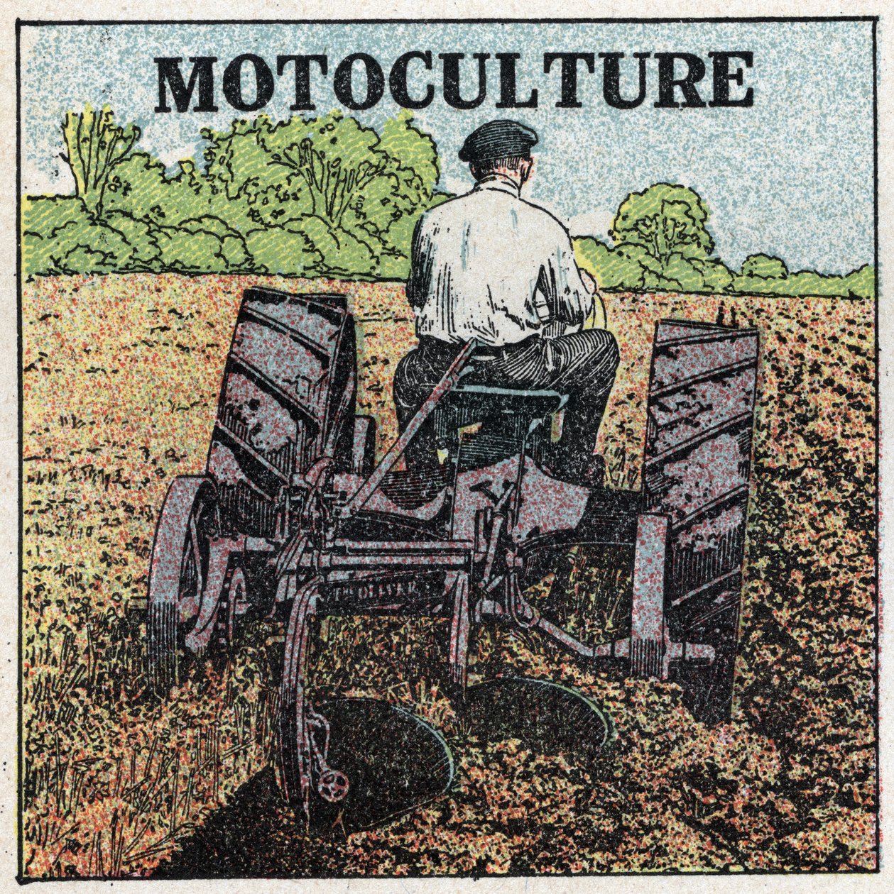 Mechanische tractie: motorcultuur. Anonieme illustratie uit 1925. Privécollectie. door Anonymous Anonymous