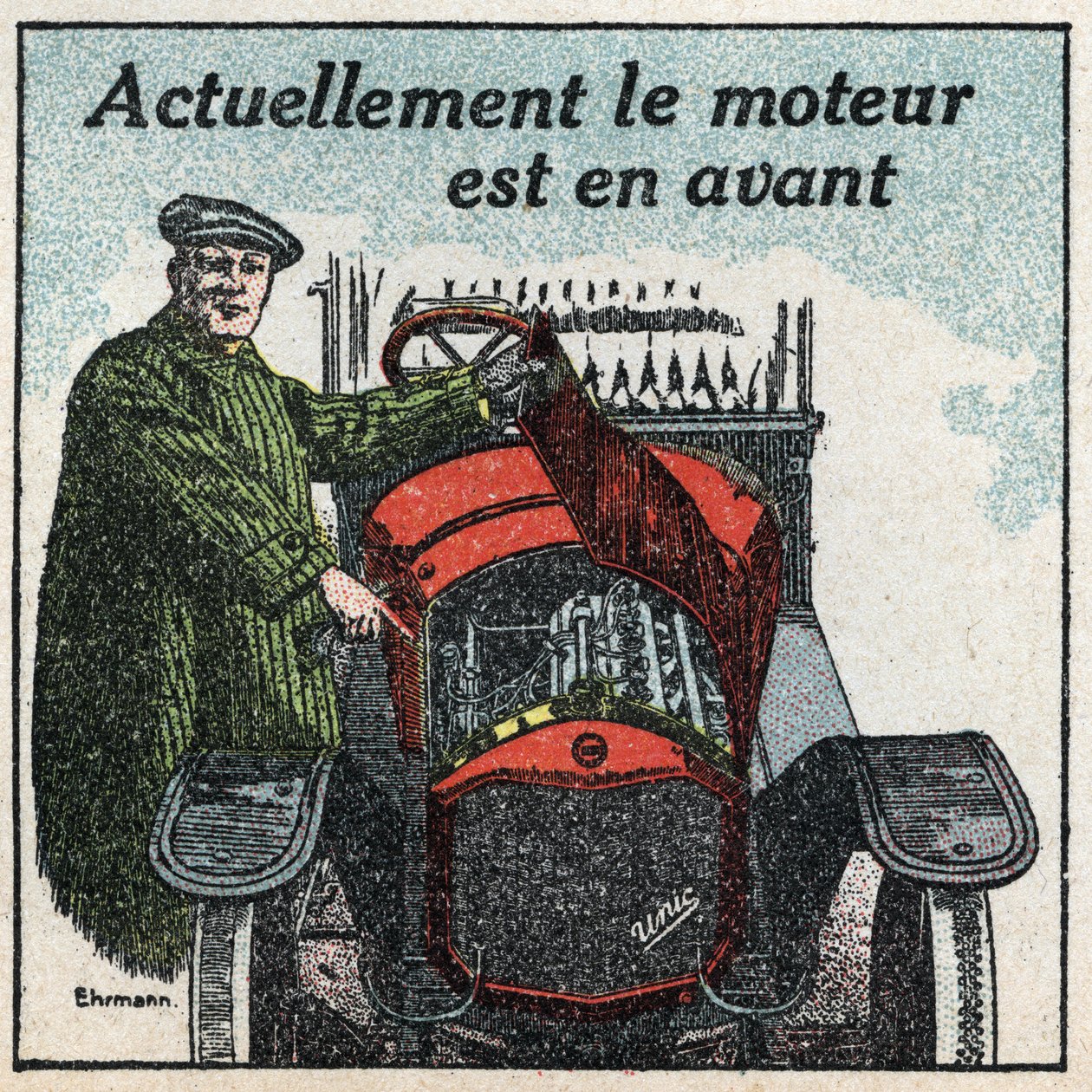 Mechanische tractie: de motor van de jaren 1920 is vooruit. Anonieme illustratie uit 1925. Privécollectie. door Anonymous Anonymous