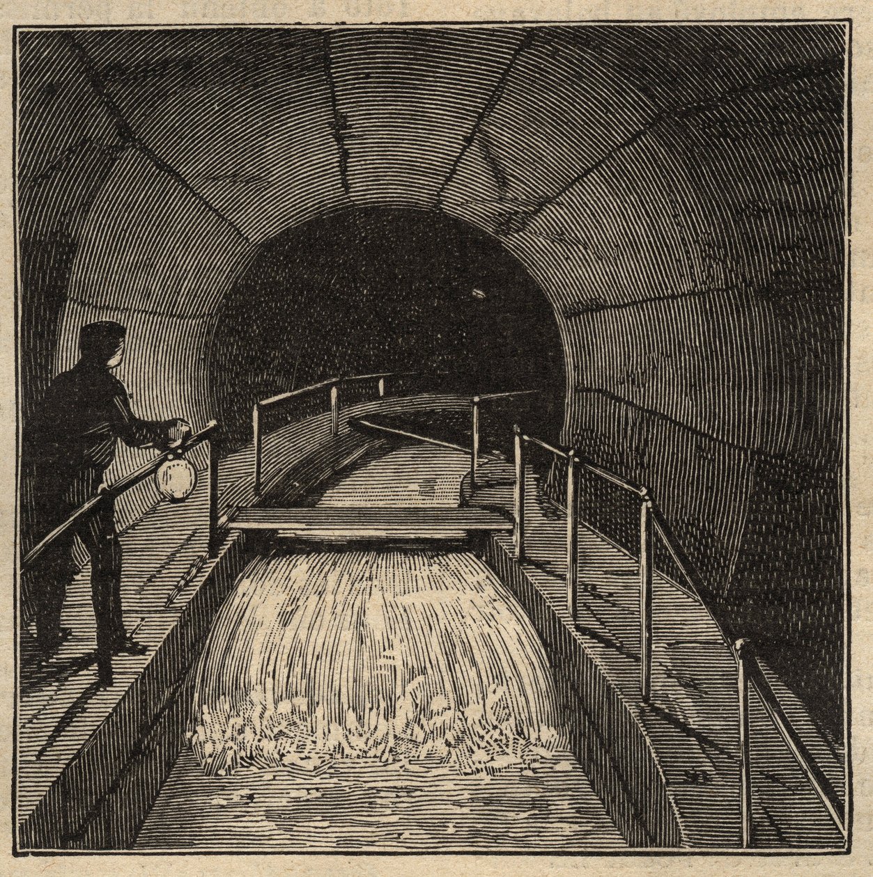 Menilamount Reservoir - Parijs - 1890 - gravure 1890 door Anonymous Anonymous