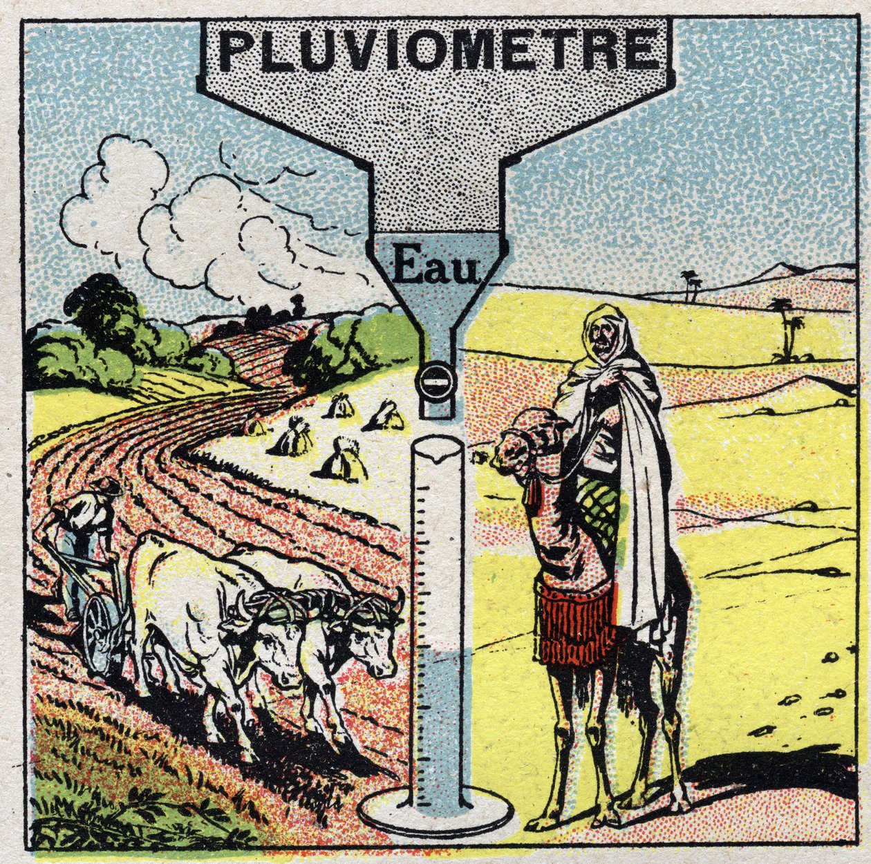 Meteorologie: invloed van regen op het klimaat, gebruik van regen. Anonieme illustratie uit 1925. Privécollectie. door Anonymous Anonymous