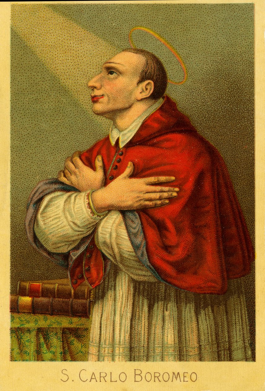 Vrome afbeelding: Charles Borromeo kardinaal aartsbisschop van Milaan (chromolithografie) door Anonymous Anonymous
