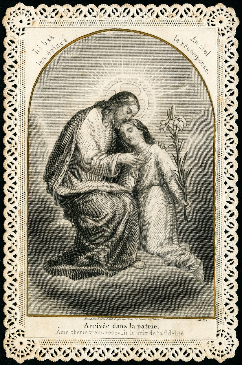 Vrome afbeelding: Jezus ontvangt de zielen van de gelovigen (gravure) door Anonymous Anonymous