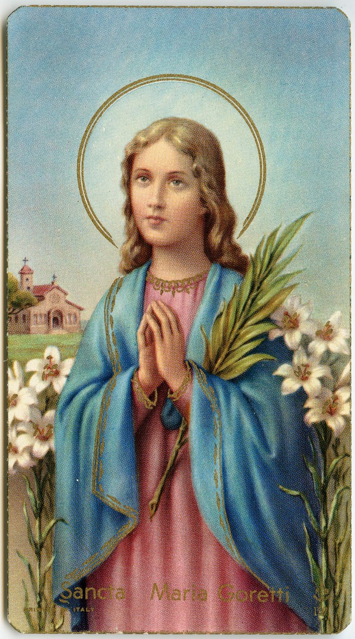 Vrome afbeelding: Maria Goretti Italiaanse maagd-martelaar (chromolithografie) door Anonymous Anonymous