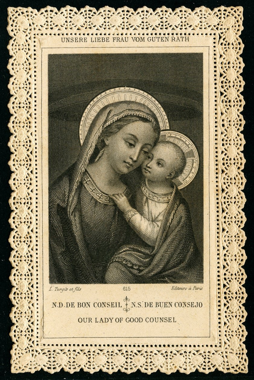 Vrome afbeelding: Portret van de Maagd Maria, Onze Lieve Vrouw van Goede Raad door Anonymous Anonymous