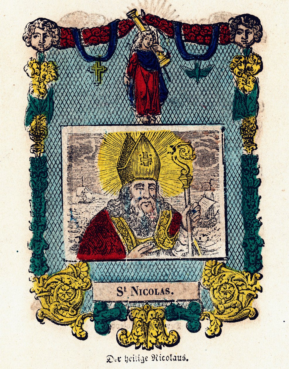 Vrome afbeelding: Sint Nicolaas. Gravure uit de 19e eeuw Privécollectie door Anonymous Anonymous