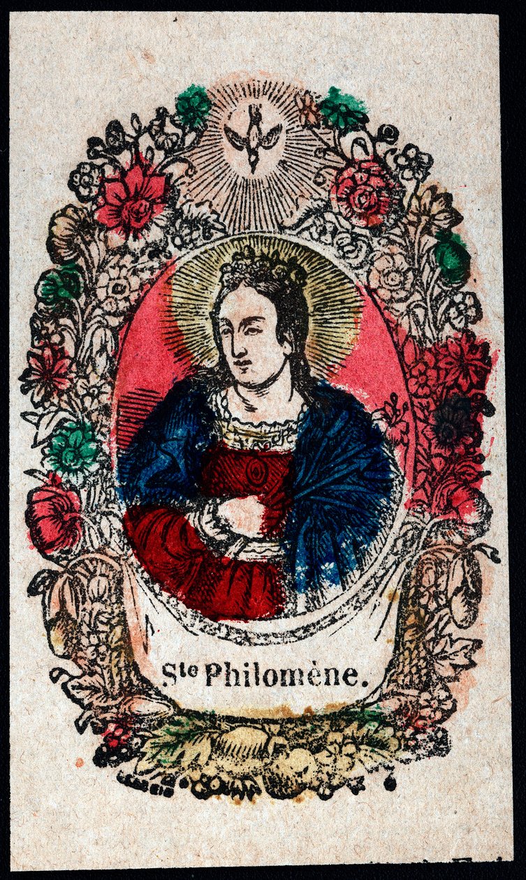 Vrome afbeelding: Sint Philomena. Gravure uit de 19e eeuw Privécollectie door Anonymous Anonymous