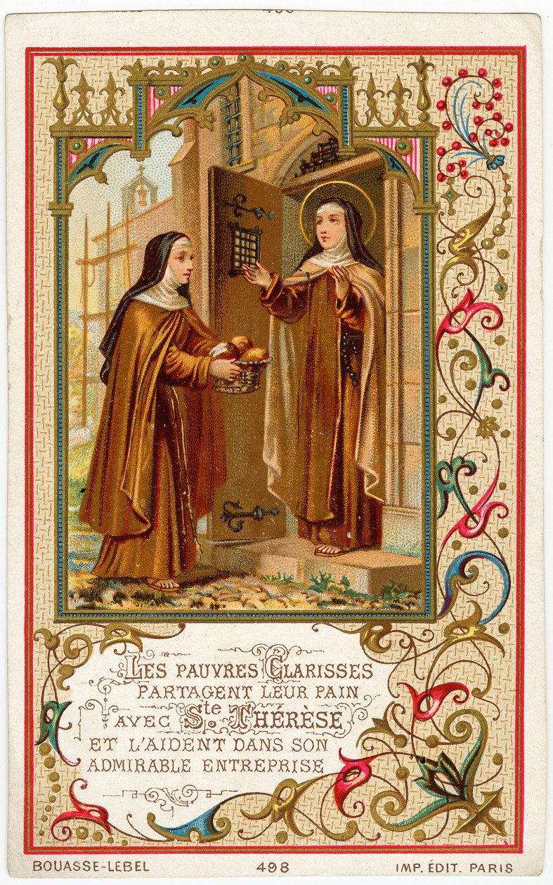 Vrome afbeelding: Sint Teresa van Jezus ontvangt hulp en brood van de Arme Klaren door Anonymous Anonymous