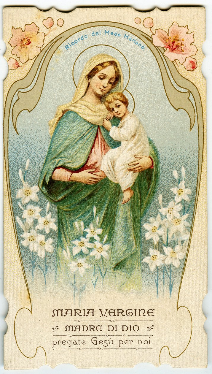 Vrome afbeelding: Maagd met kind (lithografie) door Anonymous Anonymous