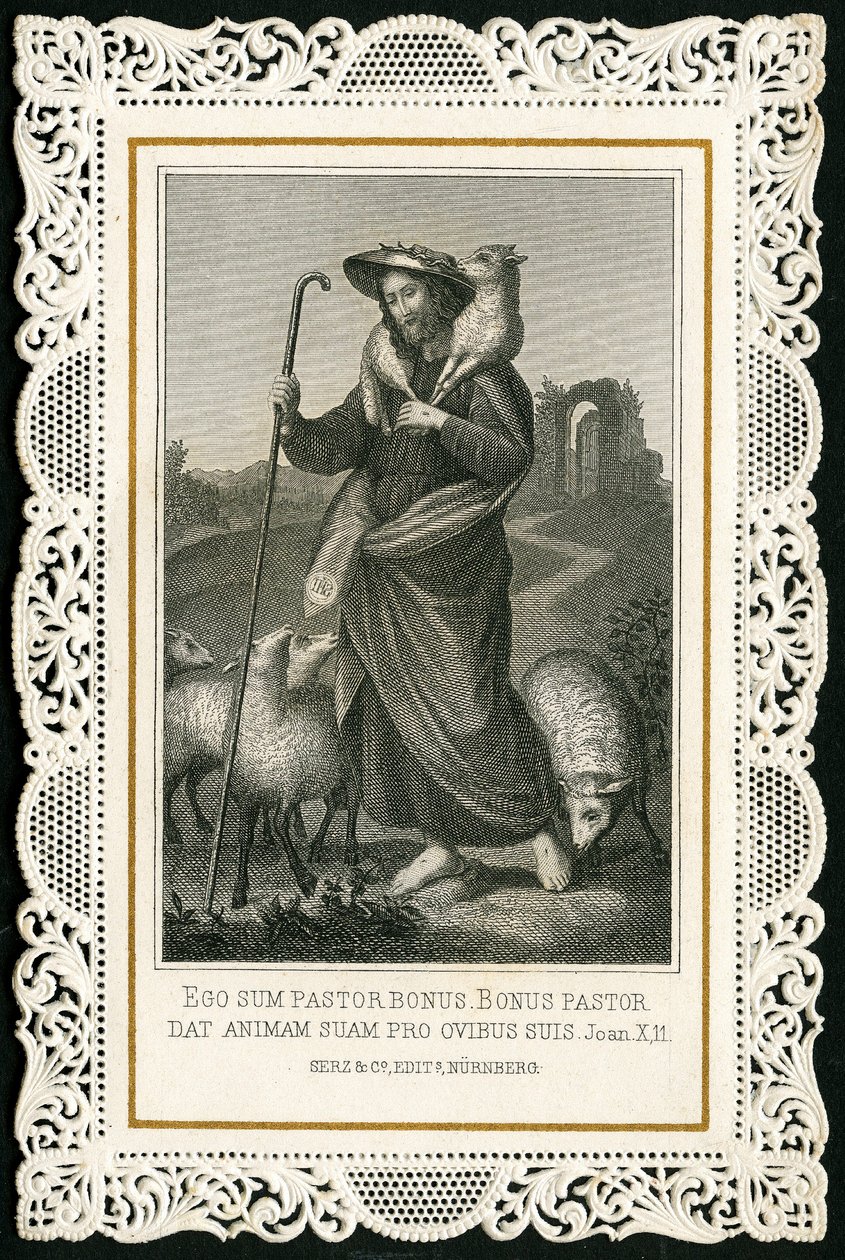 Vrome afbeelding: de Goede Herder (gravure) door Anonymous Anonymous