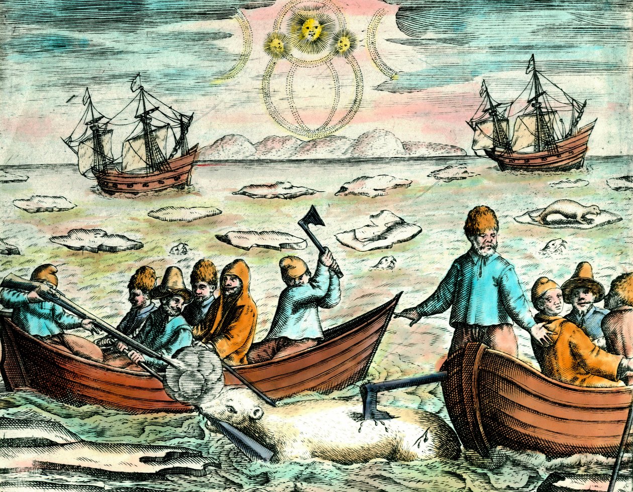 Jachtscène op ijsberen in Canada. Gravure uit de 18e eeuw. Privécollectie door Anonymous Anonymous