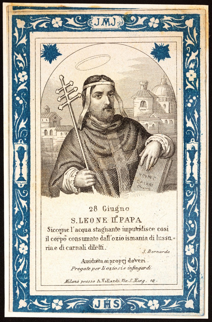 Paus Sint Leo (Leone) II (7e eeuw) Vrome afbeelding. Ansichtkaart. Begin 20e eeuw. Privécollectie door Anonymous Anonymous
