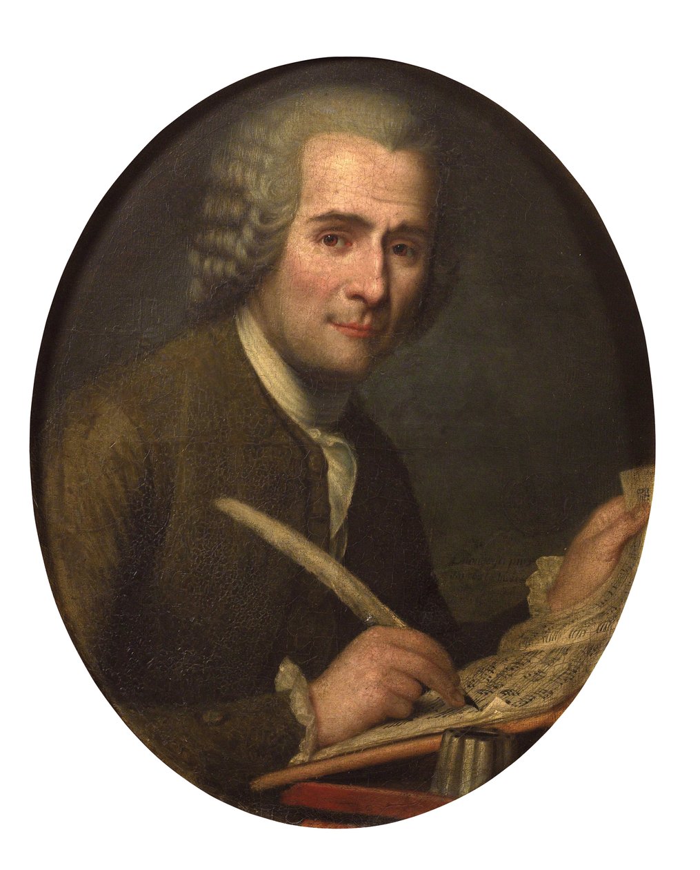 Portret van Jean-Jacques Rousseau die een muziekstuk schrijft door Anonymous Anonymous
