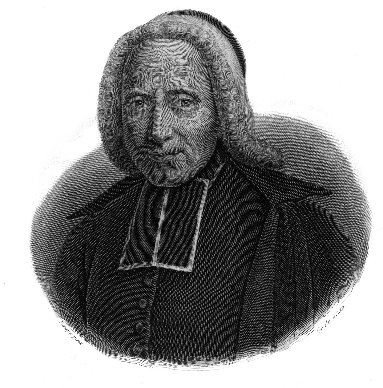 Portret van de abt Jean Godinot (1661-1749) in "Portretten en geschiedenis van nuttige mannen: mannen en vrouwen uit alle landen en van alle rangen, die rechten hebben verworven op de dankbaarheid van de mensheid" gepubliceerd en verspreid door Societe Mon door Anonymous Anonymous