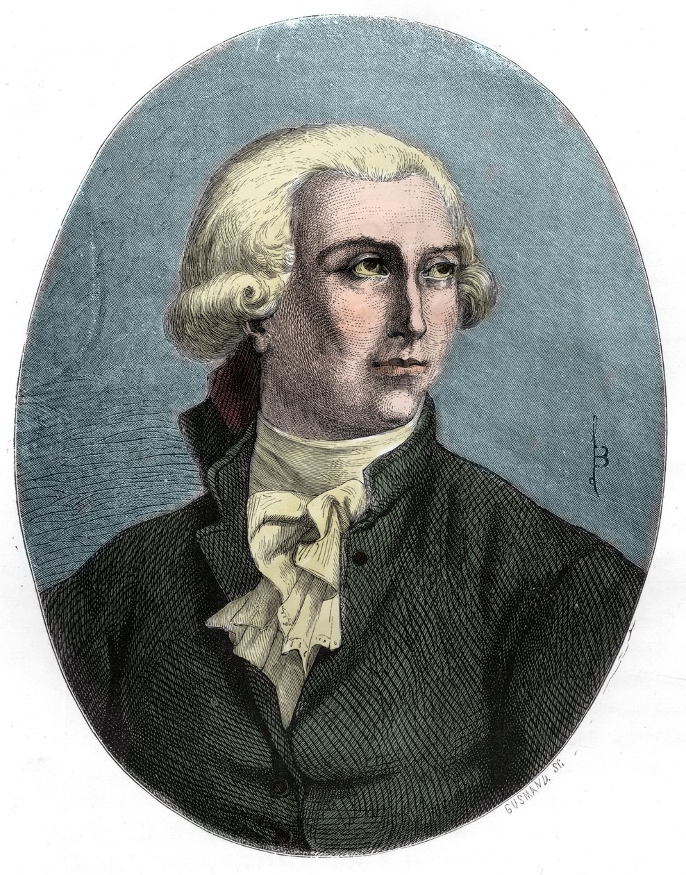 Portret van Antoine Laurent Lavoisier (1743-1794), Franse chemicus - Gravure uit 1863 in 