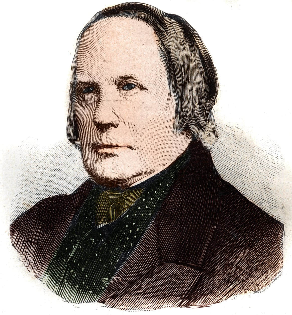 Portret van Edgar Quinet (1803-1875) Franse schrijver en historicus. Gravure in 