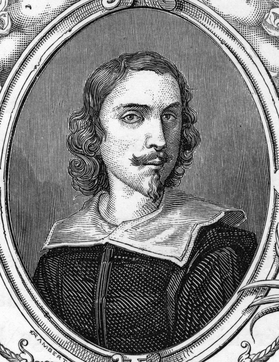 Portret van Francesco Albani (1578-1660) genaamd de Albanees, Italiaanse schilder. Gravure van 1859 in 