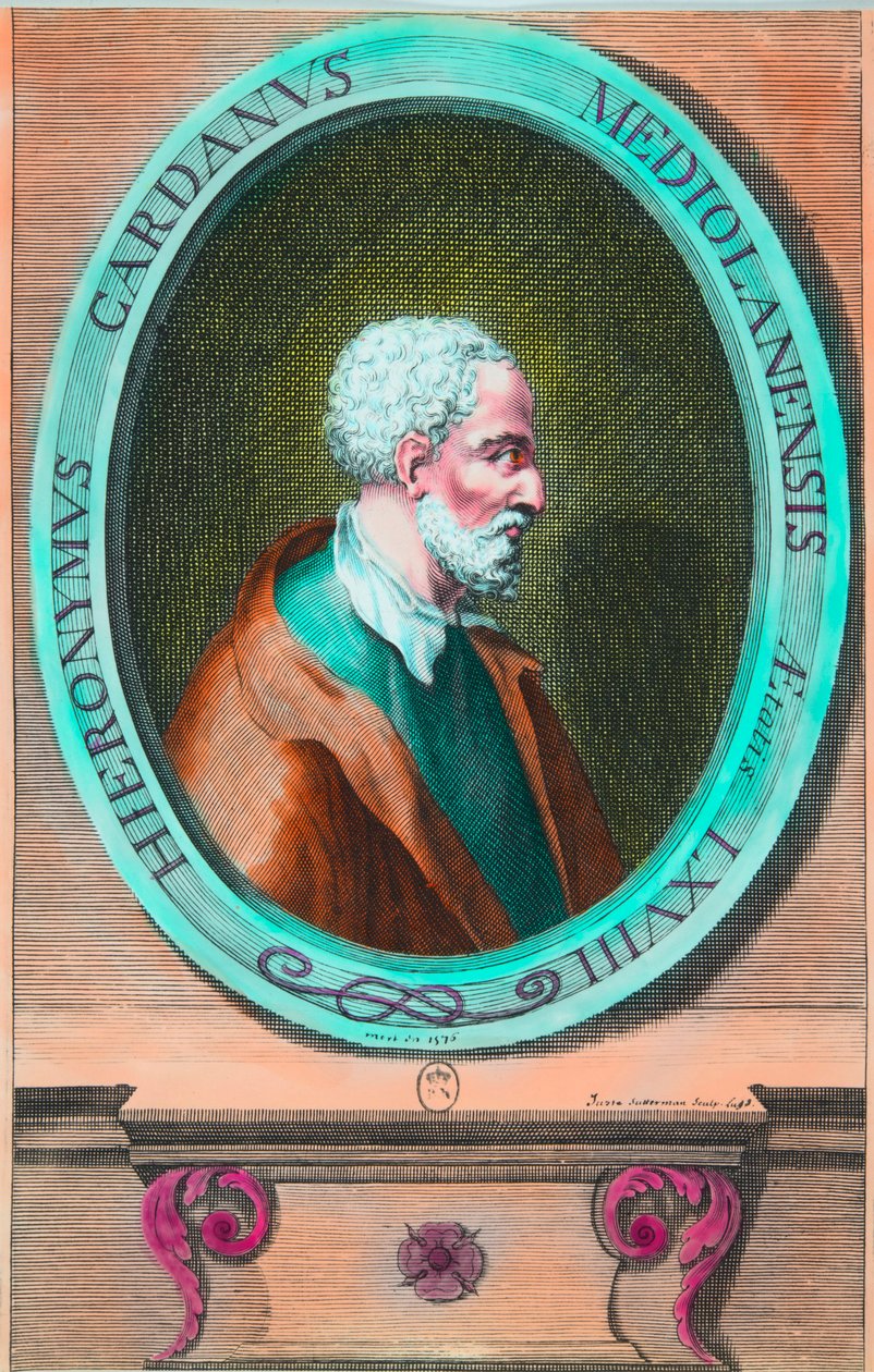 Portret van Girolamo Cardano (Hieronymus Cardanus) (1501-1576) Italiaanse wiskundige, filosoof, astroloog en arts - privécollectie door Anonymous Anonymous