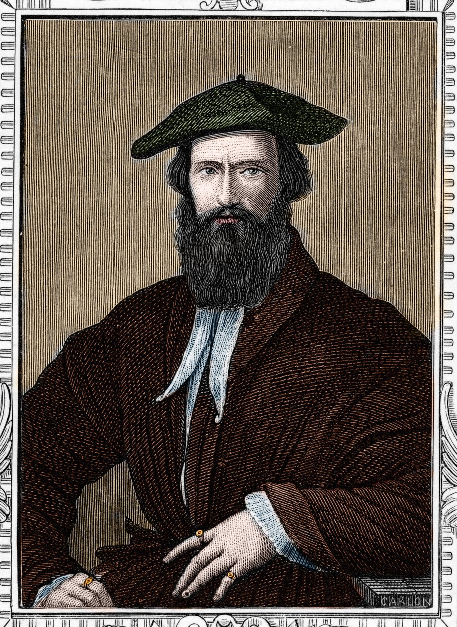 Portret van Girolamo Francesco Maria Mazzola genaamd Parmigianino of De Parmezaan (1503-1540) Italiaanse schilder. Gravure uit 1859 in "de galerijen van Europa - Italië" door Armengaud. Privécollectie. door Anonymous Anonymous