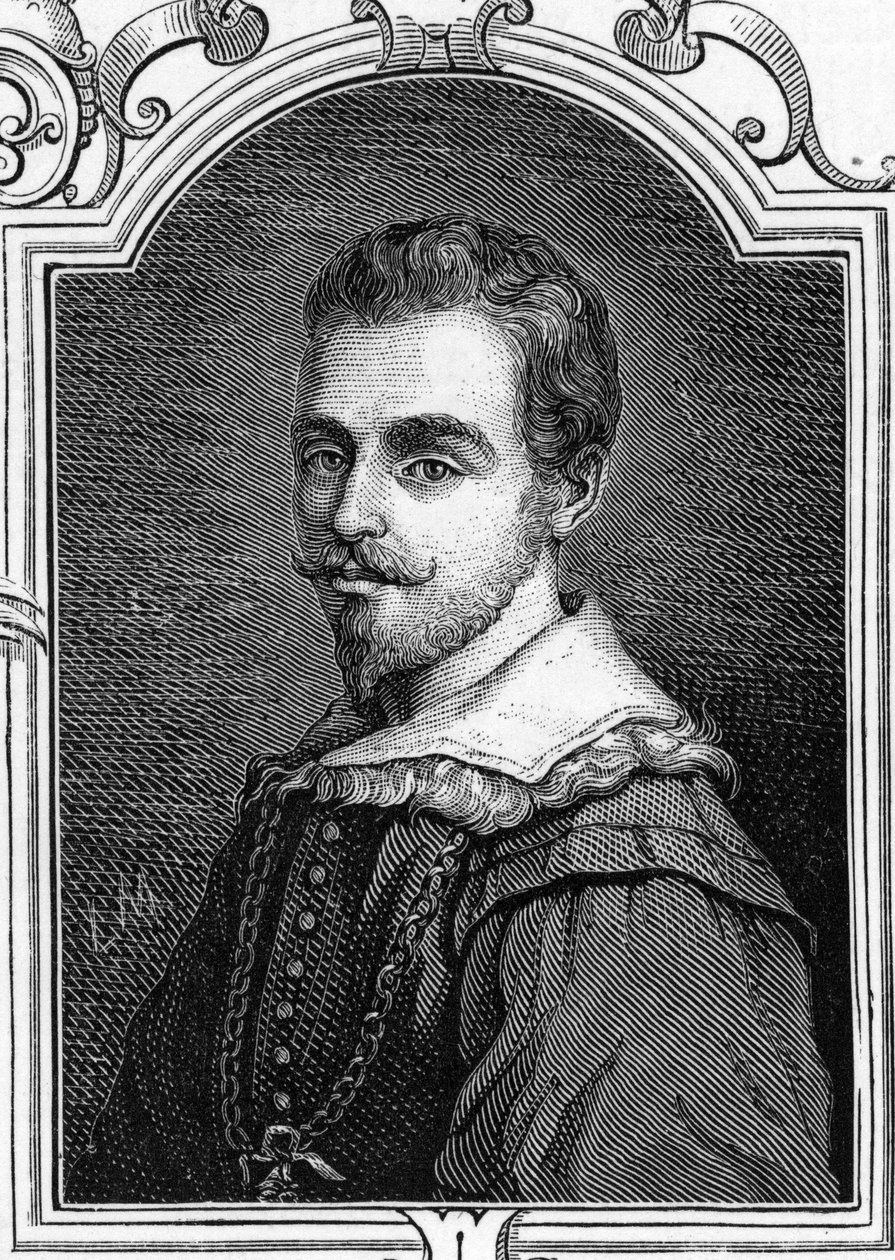 Portret van Giulio Cesare Procaccini (1574-1625) Italiaanse schilder. Gravure uit 1859 in "de galerijen van Europa - Italië" door Armengaud. Privécollectie. door Anonymous Anonymous