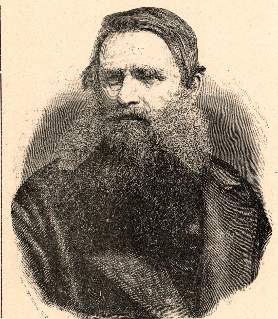 Portret van Henri Depelchin (1822-1900), jezuïet missionaris, eerste overste van de missie van Boven Zambeze in Afrika. Gravure in 