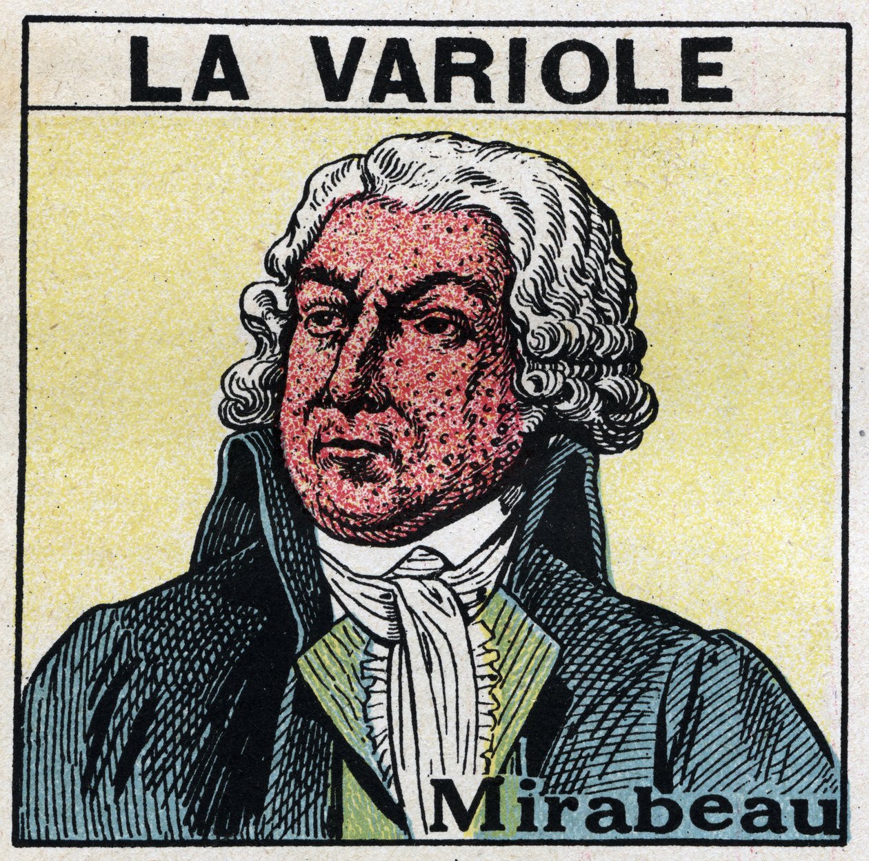 Portret van Honoré Gabriel Riqueti, Graaf van Mirabeau met het gezicht door pokken. Anonieme illustratie. door Anonymous Anonymous