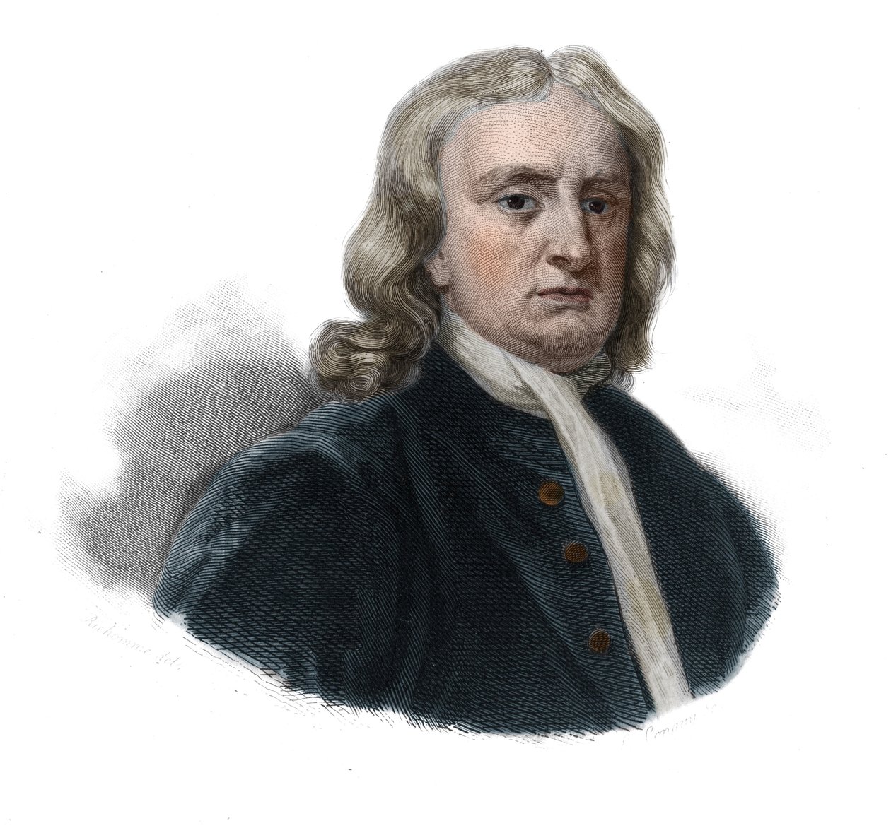 Portret van Isaac Newton (1642 - 1727), filosoof en wiskundige in 