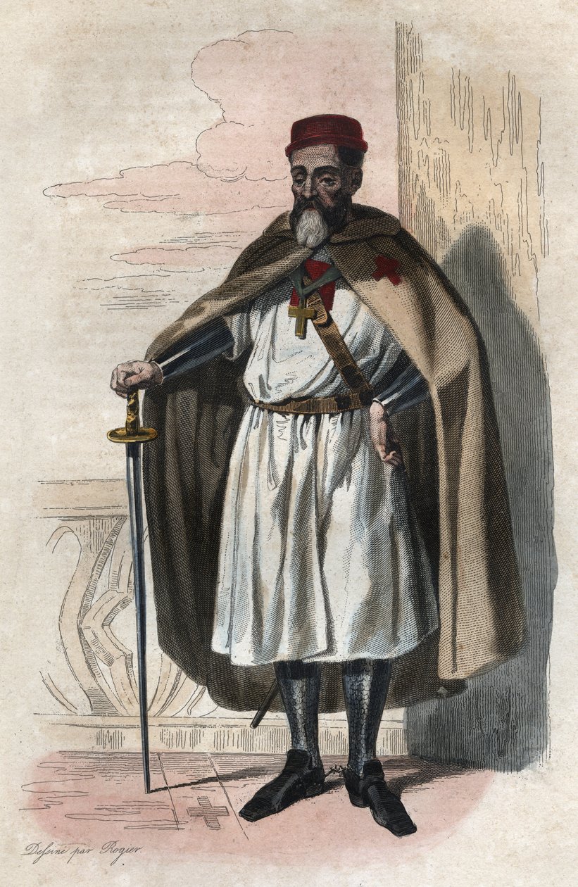 Portret van Jacques de Molay (Jacques de Molay) (Molai) (1243-1314), Grootmeester van de Tempeliers. illustratie uit “Le Plutarque Français” door Edmond Mennechet door Anonymous Anonymous