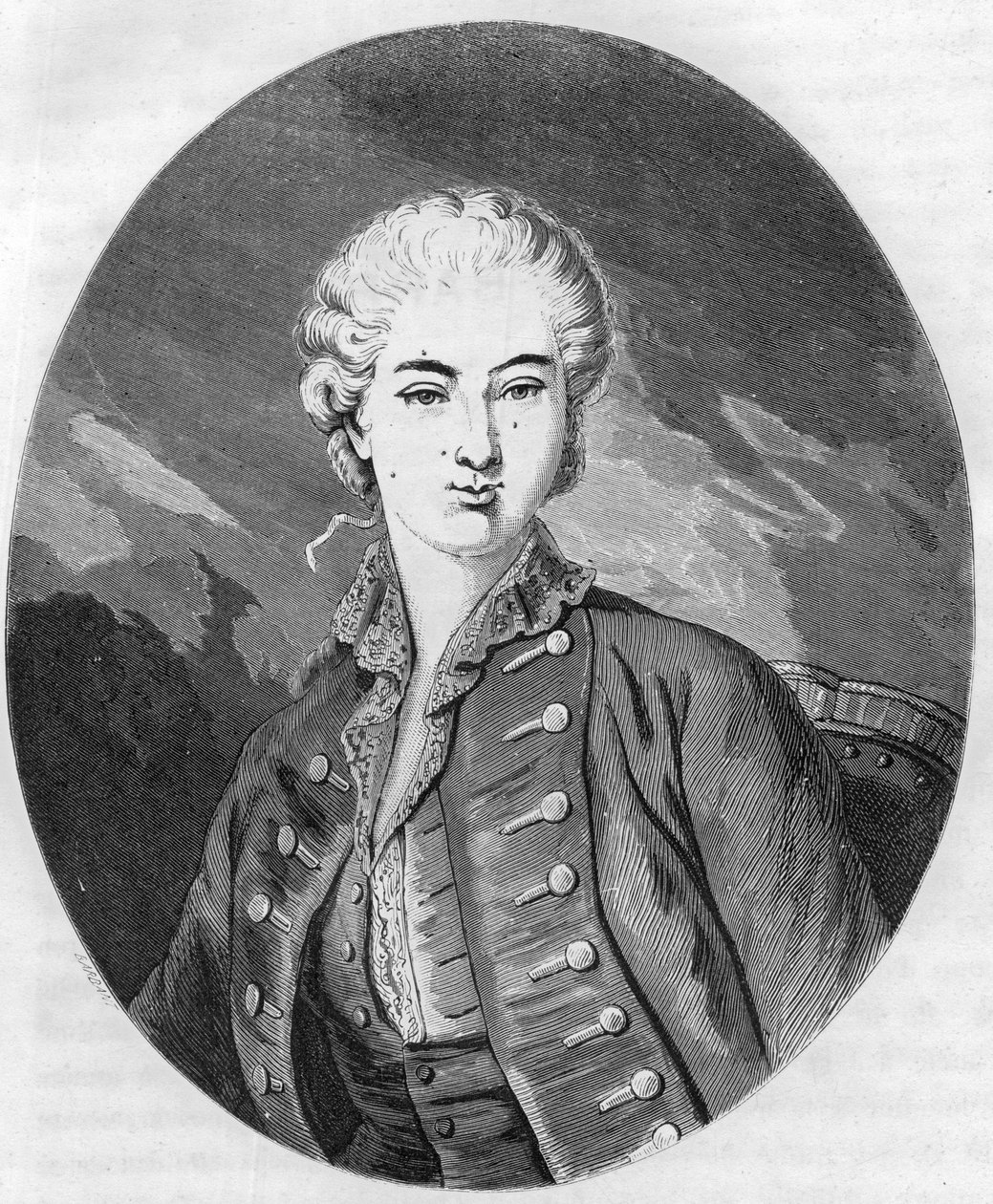 Portret van Jeanne Becu, gravin (of Madame) du Barry (1743-1793), laatste minnares van Lodewijk XV - Gravure uit 1863 in 