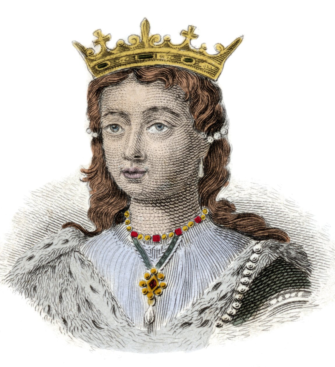 Portret van Margarita van Anjou, Koningin van Engeland (1429-1482). Gravure uit de 19e eeuw. Milanese door Anonymous Anonymous
